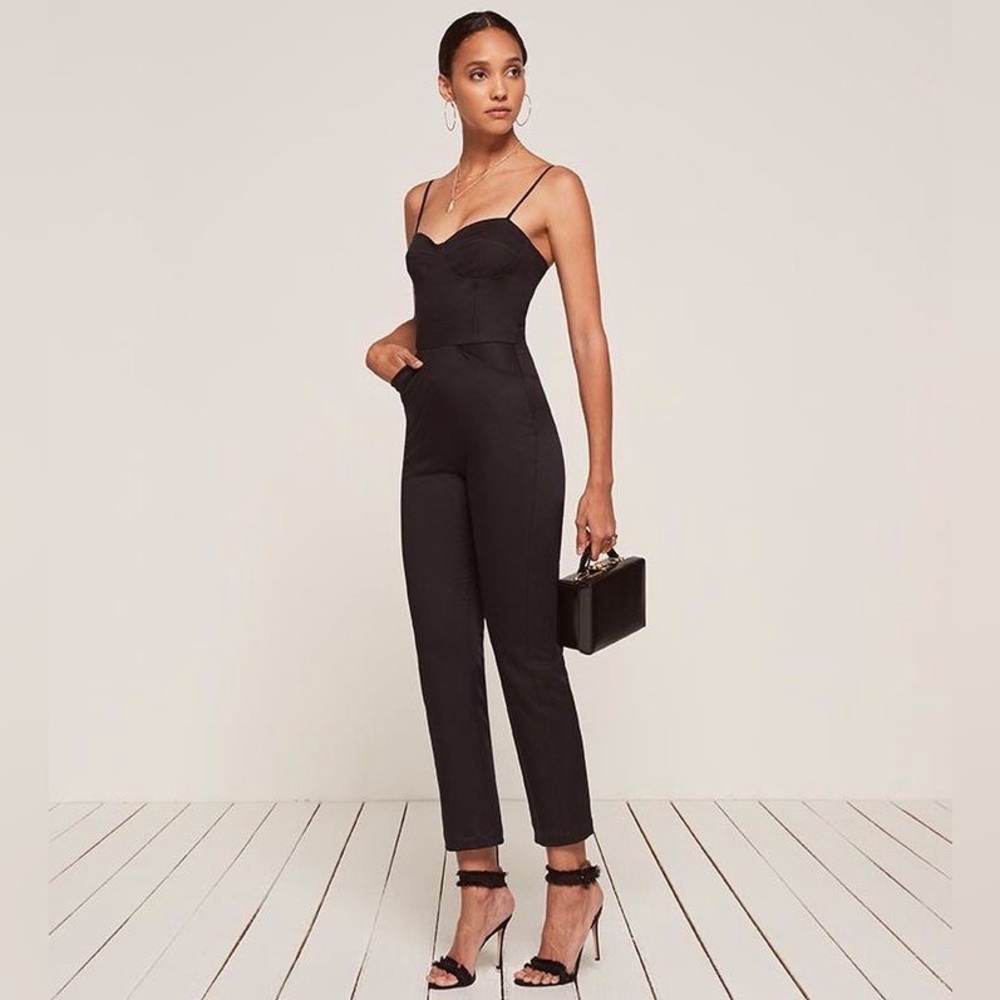 Reformation Norwood Black Sweetheart Jumpsuit Wide Leg Size 2 - Picture 7 of 15